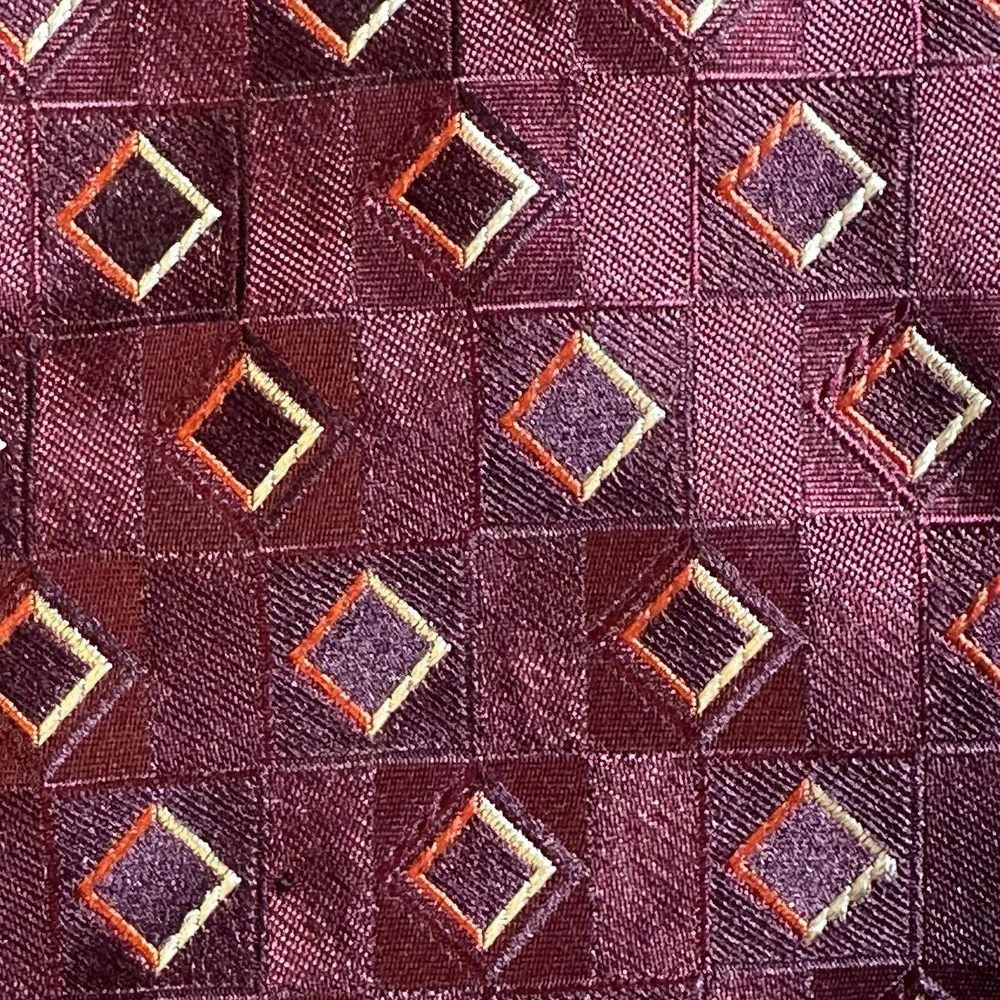 Mark Pendleton‎ for Nordstrom Burgundy Silk Tie Made in Italy Geometric